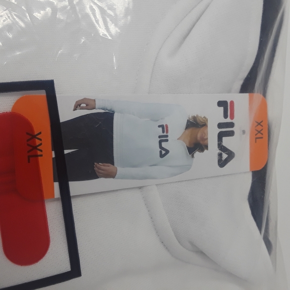 FILA Ladies' 1/4 Zip Pullover Long-Sleeve White Sweater Logo Design - Picture 4 of 6